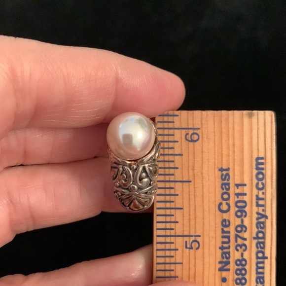 925 Sterling Silver Pearl Earrings Scroll Detail - Picture 12 of 14